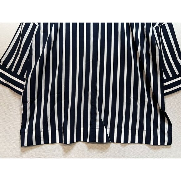Banana Republic Women's Shoulder Button Top 3/4 Sleeve Size L Navy White Stripe - Picture 14 of 14
